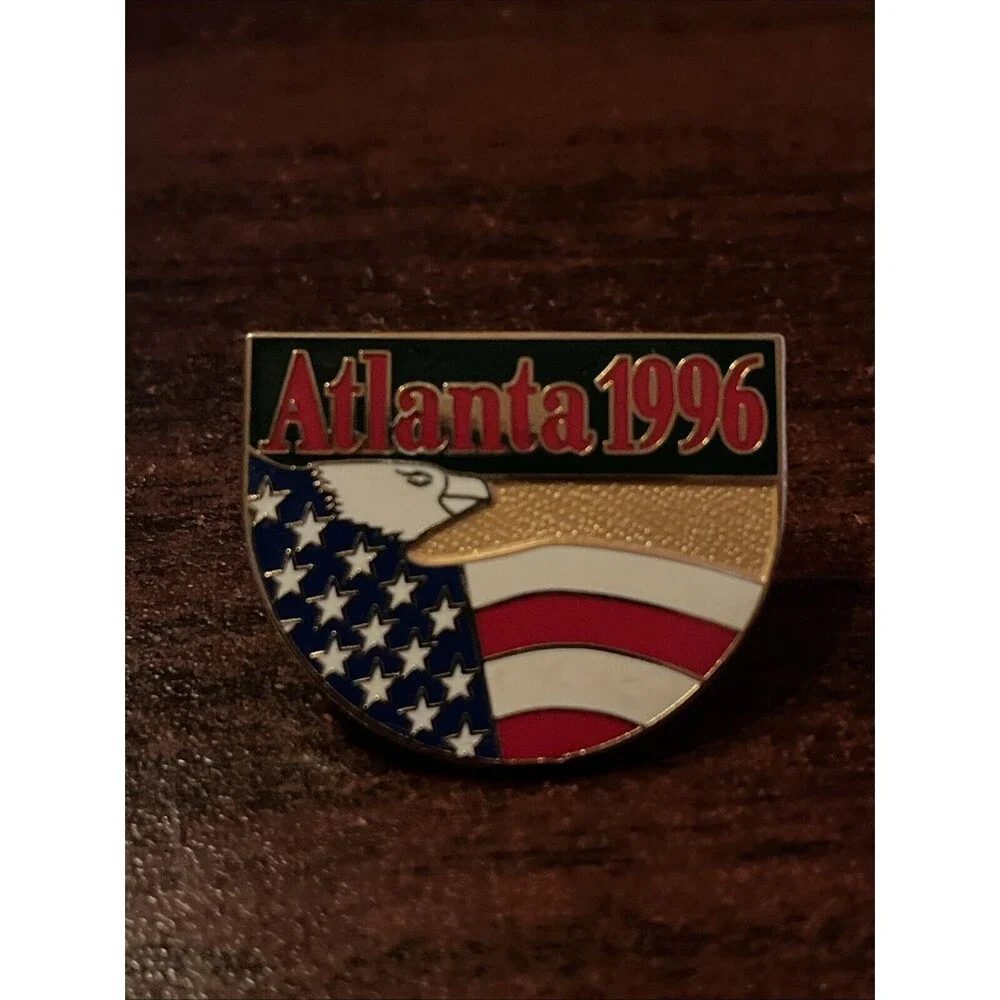 1996 Atlanta Summer‎ Olympics Bald Eagle American Flag Lapel Hat Pin